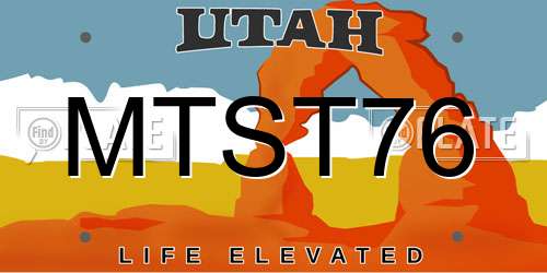 MTST76 Utah License Plate