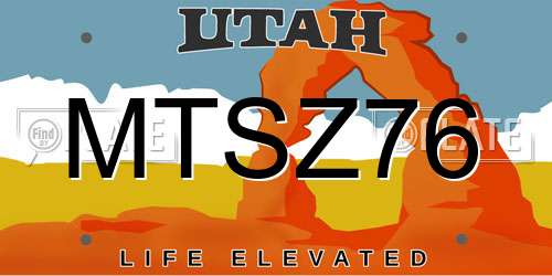MTSZ76 Utah License Plate