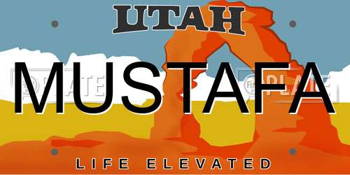 MUSTAFA Utah License Plate