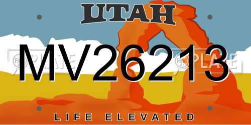 MV26213 Utah License Plate