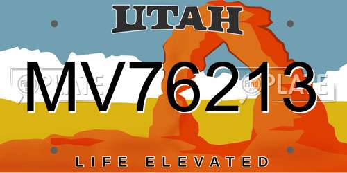 MV76213 Utah License Plate