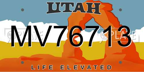 MV76713 Utah License Plate