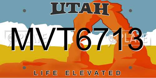 MVT6713 Utah License Plate