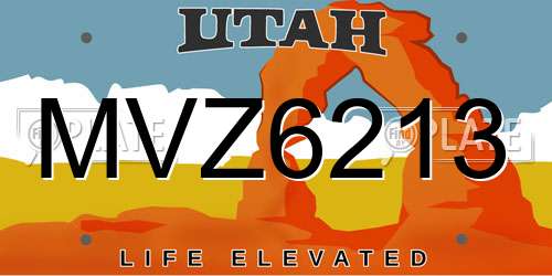 MVZ6213 Utah License Plate