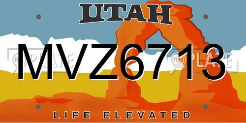 MVZ6713 Utah License Plate