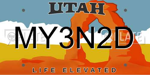 MY3N2D Utah License Plate