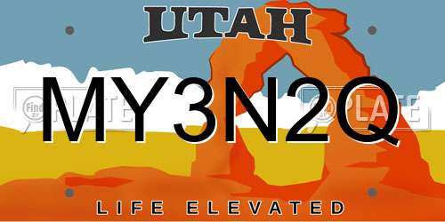 MY3N2Q Utah License Plate