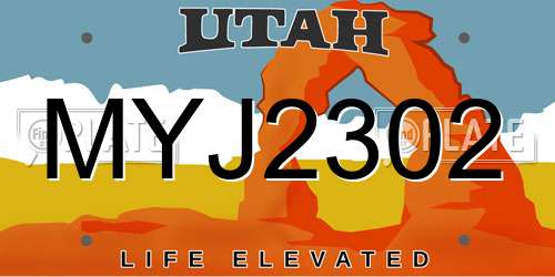 MYJ2302 Utah License Plate