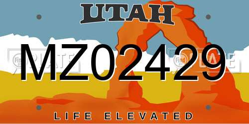 MZ02429 Utah License Plate