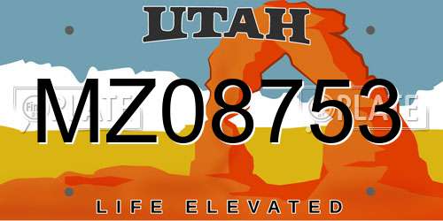 MZ08753 Utah License Plate
