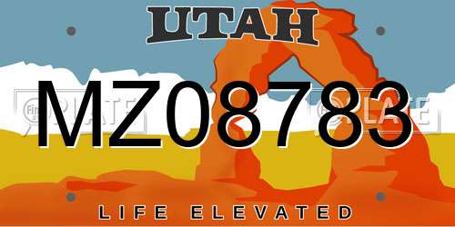 MZ08783 Utah License Plate