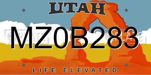 MZ0B283 Utah License Plate
