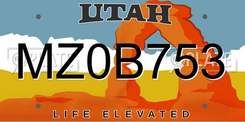 MZ0B753 Utah License Plate