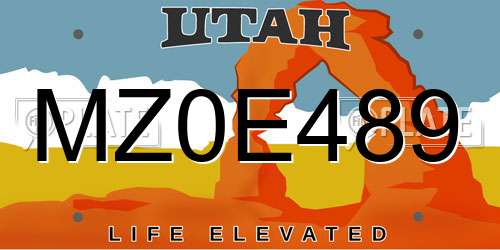 MZ0E489 Utah License Plate