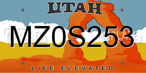 MZ0S253 Utah License Plate