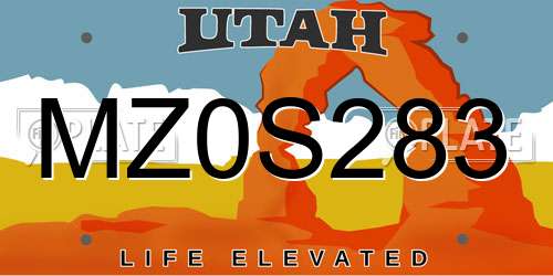 MZ0S283 Utah License Plate