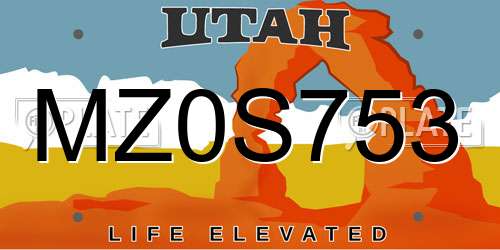 MZ0S753 Utah License Plate