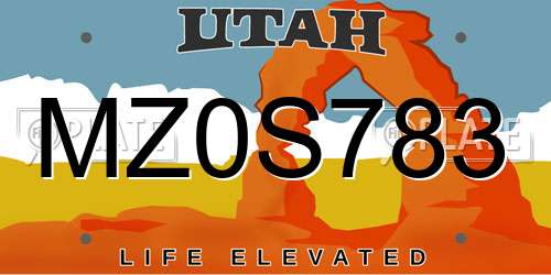 MZ0S783 Utah License Plate