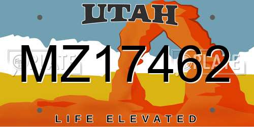 MZ17462 Utah License Plate