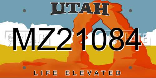 MZ21084 Utah License Plate