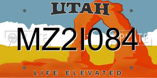 MZ2I084 Utah License Plate