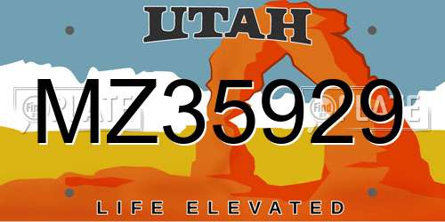 MZ35929 Utah License Plate