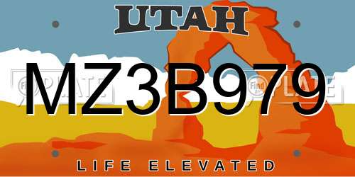 MZ3B979 Utah License Plate