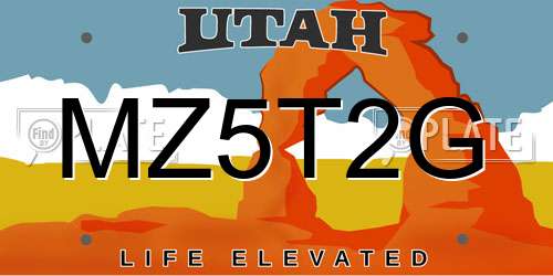 MZ5T2G Utah License Plate