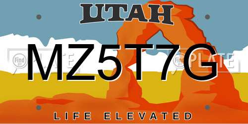 MZ5T7G Utah License Plate