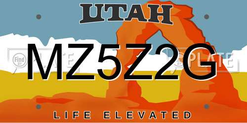 MZ5Z2G Utah License Plate