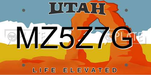 MZ5Z7G Utah License Plate