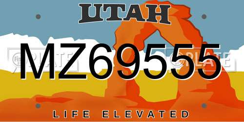 MZ69555 Utah License Plate