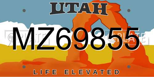 MZ69855 Utah License Plate