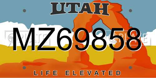 MZ69858 Utah License Plate