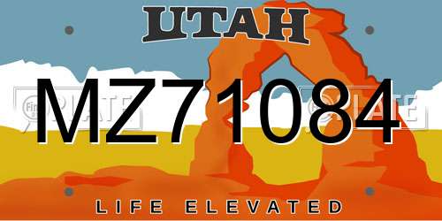 MZ71084 Utah License Plate