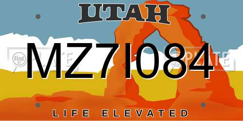 MZ7I084 Utah License Plate