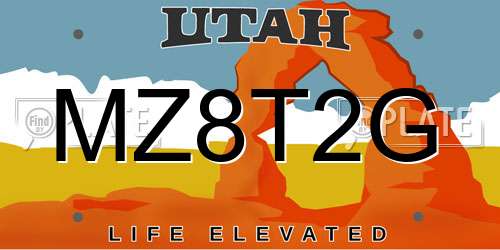 MZ8T2G Utah License Plate