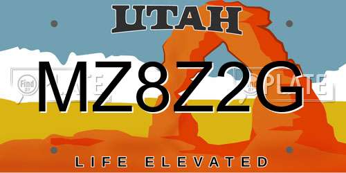 MZ8Z2G Utah License Plate