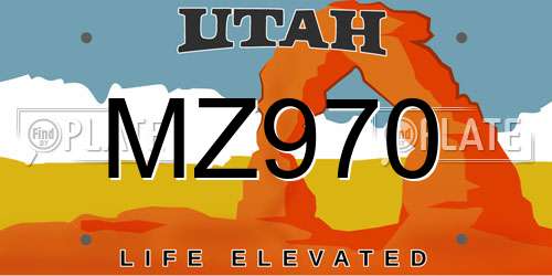 MZ970 Utah License Plate