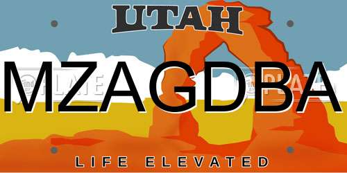 MZAGDBA Utah License Plate