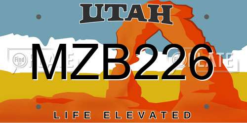 MZB226 Utah License Plate