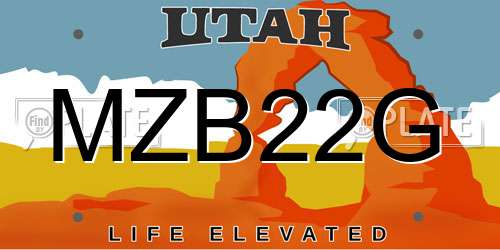 MZB22G Utah License Plate
