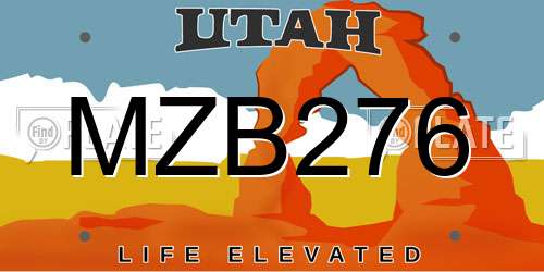 MZB276 Utah License Plate