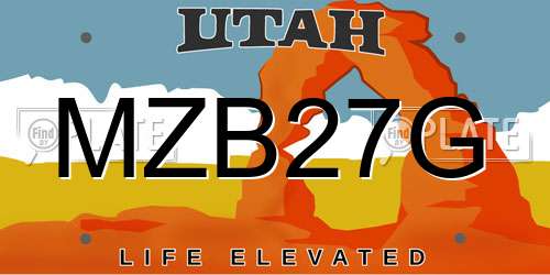 MZB27G Utah License Plate