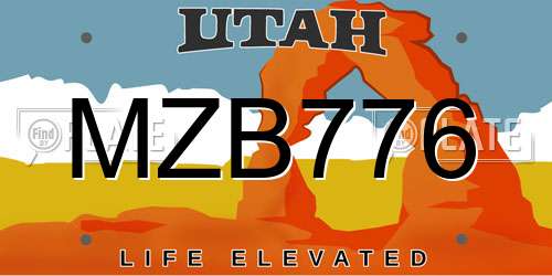 MZB776 Utah License Plate