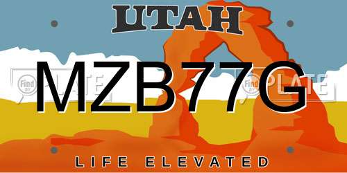 MZB77G Utah License Plate
