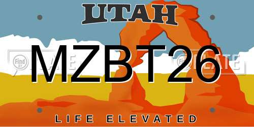 MZBT26 Utah License Plate