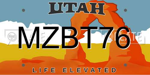 MZBT76 Utah License Plate