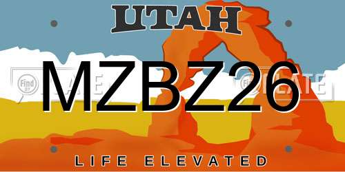 MZBZ26 Utah License Plate