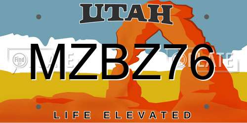 MZBZ76 Utah License Plate